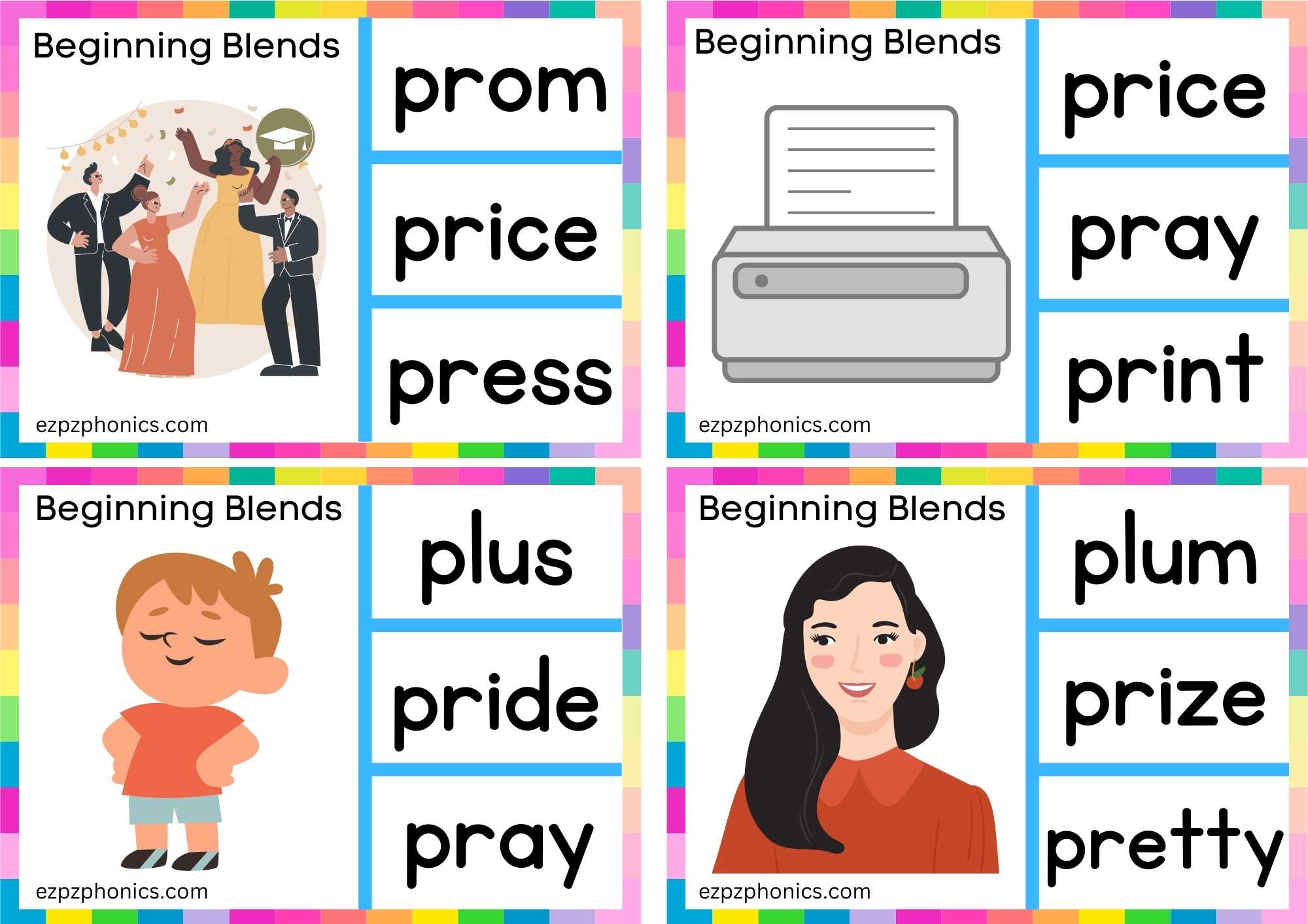 PR Beginning Blends Clip Cards Look At The Image And Clip The Correct Word Set 2